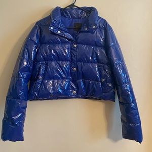 Blue puffer vinyl jacket